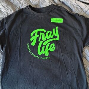 Fray Life Black T-Shirt with Green Logo
